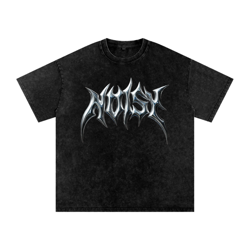 "Full Noisy Logo" Snow Washed Oversized Cotton T-Shirt