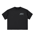 "Small Noisy Logo" — Boxy Half-Sleeve Raw-Edge T-Shirt